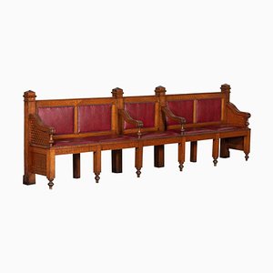 Antique French Waiting Bench in Oak, 1880