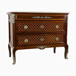 Antique French Chest of Drawers in Mahogany with Marquetry Works, 1870