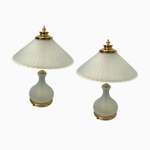 Table Lamps in Satinated Glass, 1980s, Set of 2