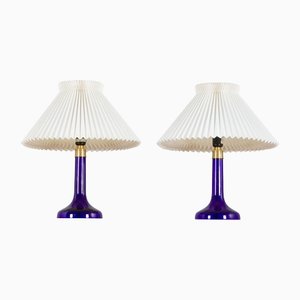 Deep Blue Table Lamps by Holmegaard for Le Klint, Denmark, 1970s, Set of 2