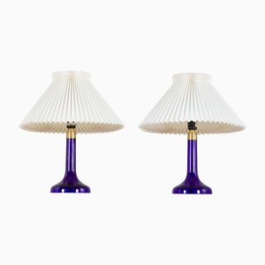 Lampes de Bureau Bleu Foncé par Holmegaard pour Le Klint, Danemark, 1970s, Set de 2