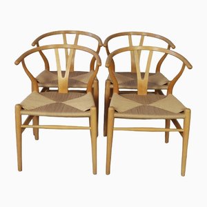 CH24 Wish Bone Chairs by Hans J. Wegner for Carl Hansen & Son, 1970s, Set of 4