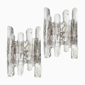 Apliques y lámparas de pared de cristal de hielo de Kalmar Austria, años 60. Juego de 2