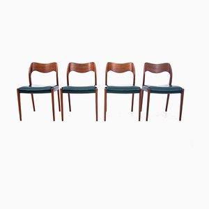 Model 71 Teak Chairs by N. O. Møller for J. L. Møllers, Denmark, 1960s, Set of 4