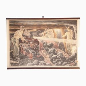 Poster della scuola comunista dei lavoratori delle miniere di carbone di Jindrich Vlcek, 1951