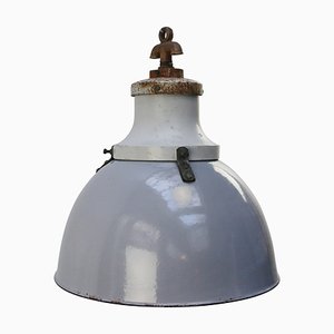 Lámpara colgante industrial vintage de hierro fundido y esmalte gris de Industria Rotterdam