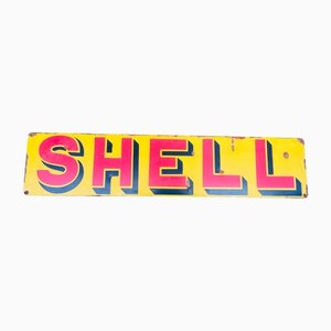 Shell Schild aus Eisen & Emaille