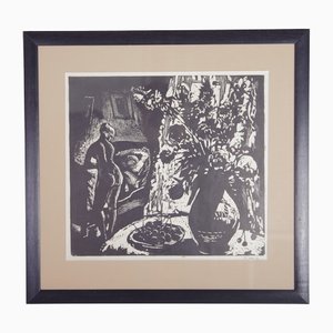 Frantisek Emler, Nude Morning, Linocut on Paper, 1959, Framed