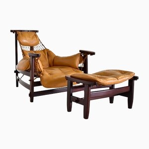 Jangada Lounge Chair with Ottoman by Jean Gillon, Brazil, 1960s-1970s, Set of 2