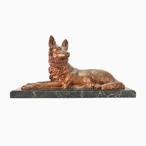 Chiparus, Art Deco Deutscher Schäferhund, 20. Jh., Große Bronzeskulptur