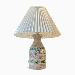 Lampe de Bureau Moderne en Céramique avec Rayures Vertes, Italie, 1970s
