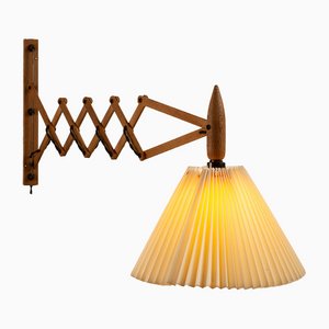 Danish Scissor Lamp in Oak from Lyfa, 1950s