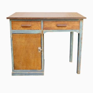 Industrieller Vintage Schreibtisch aus Holz, 1950er