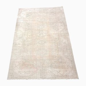 Beige and Peach Color Faded Oushak Rug