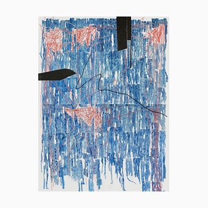 Lena Ochkalova, Blue Structure, 2021, Lápiz y tinta sobre papel