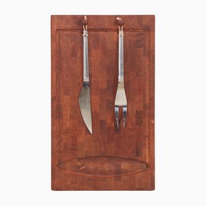 Danish Teak Cutting Board with Cutlery by Jens Quistgaard for Digsmed, 1960s, Set of 3