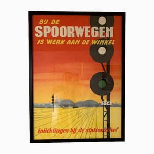 Dutch Railway Poster by Ren Dirksen, Netherlands, 1950s