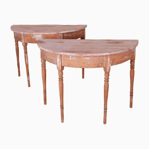 Swedish Demi Lune Console Tables, Set of 2