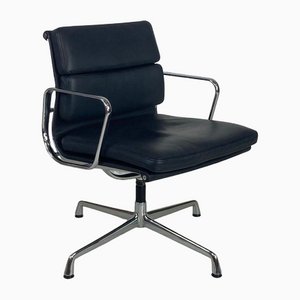 Black Leather Soft Pad Group Chair by Charles and Ray Eames for ICF / Herman Miller, 1960s