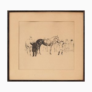 Dopo Henri de Toulouse-Lautrec. Cavalli alle corse, inizio XX secolo, inchiostro su carta