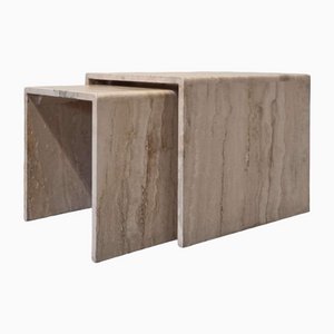 Nesting Tables in Travertine, Set of 2