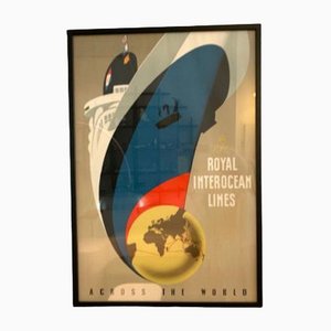 Affiche Royal Interocean Lines par Reyn Dirksen, Pays-Bas, 1955