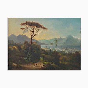 Después de Camillo De Vito, Vista del golfo de Nápoles de Capodimonte, óleo sobre lienzo, siglo XIX