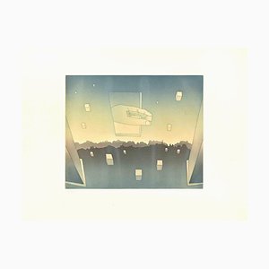 Jean Michel Folon, Demain (Tomorrow), Original Etching, 1980s, Framed