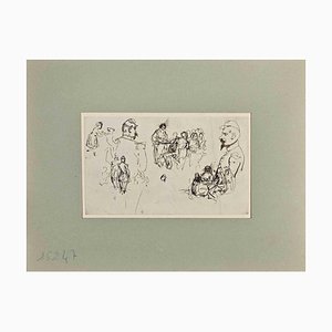Henry Somm, Figures, Ink Drawing on Paper, Late 19th Century
