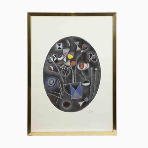 Franco Gentilini, Abstract Flowers, Lithograph, 1970s, Framed