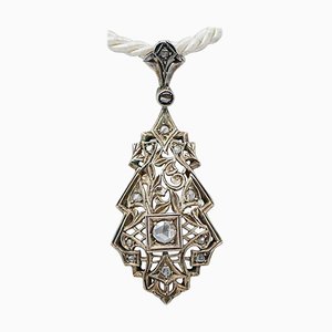 18 Kt and 9 Kt White Gold Pendant, 1940s