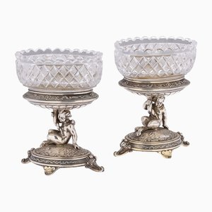 Sels Figuratifs Victoriens en Argent et Verre de Elkington, 1896, Set de 2