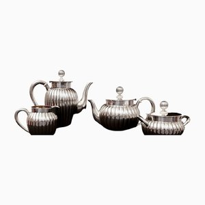 Tee-, Kaffee-, Milch- und Zuckerservice in Silber von den Gebrüdern Gratschew, St. Petersberg, Russland, 1890er, 4er Set