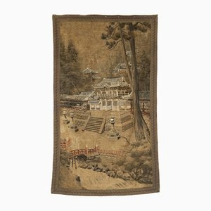Antiker japanischer Wandteppich aus Seide & Baumwolle
