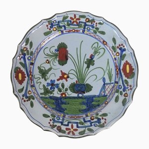 Large Hand-Painted Plate with Italian Oriental Decoration from Faenza, 1940s