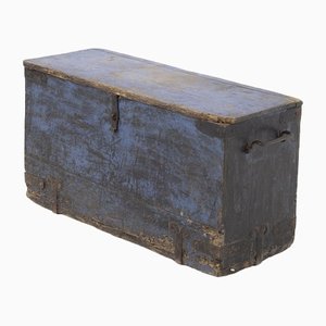 Blue Wood Rustic Trunk in the style Fané, 1920s