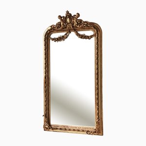 Großer Louis XV Spiegel mit goldenem Holzrahmen & Stuck, 1990er
