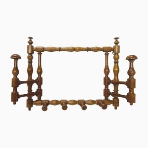 Early 20th Century Edwardian Foldable Turned Wood Wall Coat and Hat Rack, 1890s