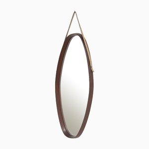 Vintage Oval Wooden Wall Mirror by Franco Campo and Carlo Graffi for Home, 1950s