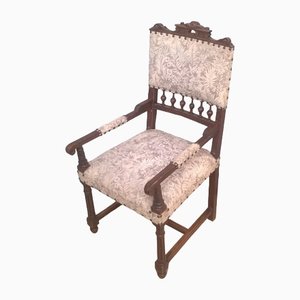 Small 19th Century Oak Throne Chair with Armrests, 1890s
