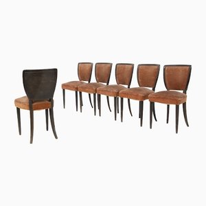 Italian Wooden Chairs with Studs by Melchiorre Bega, 1950s, Set of 6