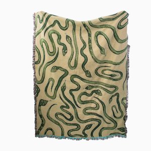 Snakes Recycled Cotton Jacquard Woven Throw by Rosanna Corfe