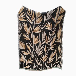 Growth Black Recycled Cotton Woven Throw by Rosanna Corfe