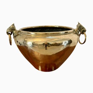 Antique 19th Century Victorian Brass Cauldron, 1880s