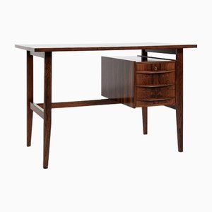 Danish Compact Rosewood Desk with 3 Drawers, 1960s