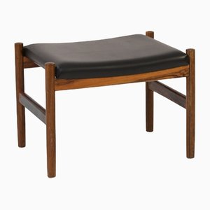 Vintage Danish Rosewood and Leather Stool, 1960s