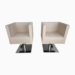 Fauteuils Pivotants en Faux Cuir de Palladium, 20ème Siècle, Set de 2