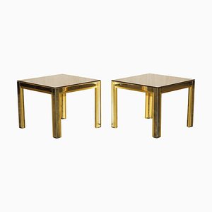Mid-Century Modern Brass & Glass Side Tables, 1950s, Set of 2