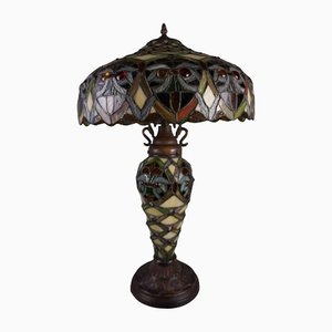 Large Glass Mosaic Table Lamp in the style of Tiffany