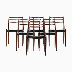 Model 78 Dining Chairs by Niels O. Møller attributed to J.L Møllers Furniture Factory, 1960s, Set of 6